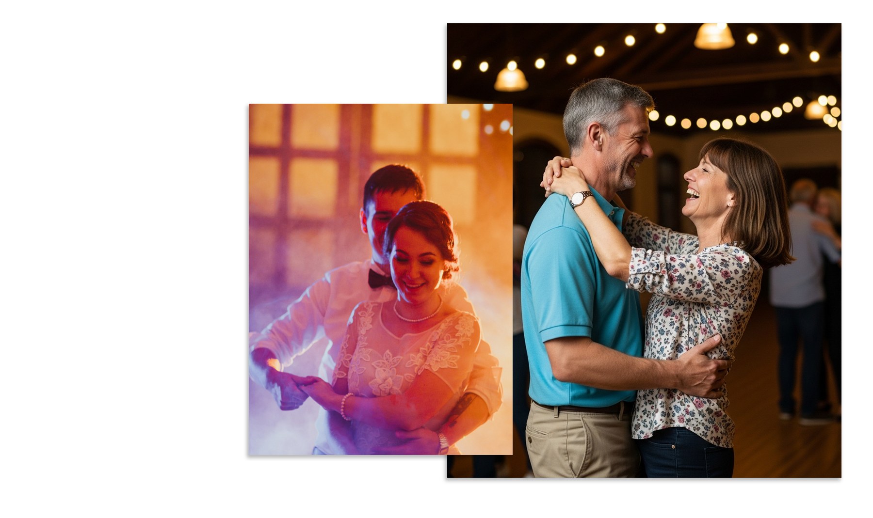 Collage mit Erwachsenen Paaren die tanzen.